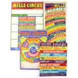 Bertram Mills Circus - Four various advertising posters listing acts (one unnamed), original hand
