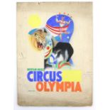 Bertram Mills' Circus, Olympia - Featuring lion, brown bear, clown and acrobat, original hand