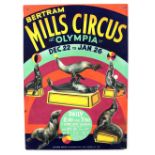 Bertram Mills Circus Olympia - Performing seals, original hand painted poster artwork, on board,