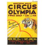 Bertram Mills Circus, Olympia - 'Unique and Stunning' (1930-1), original hand painted poster