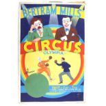 Bertram Mills Circus, Olympia - '4 Albanos' (clowns), original hand painted poster artwork, on