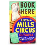 Bertram Mills Circus at Olympia - 'Book Here', featuring a polar bear, original hand painted