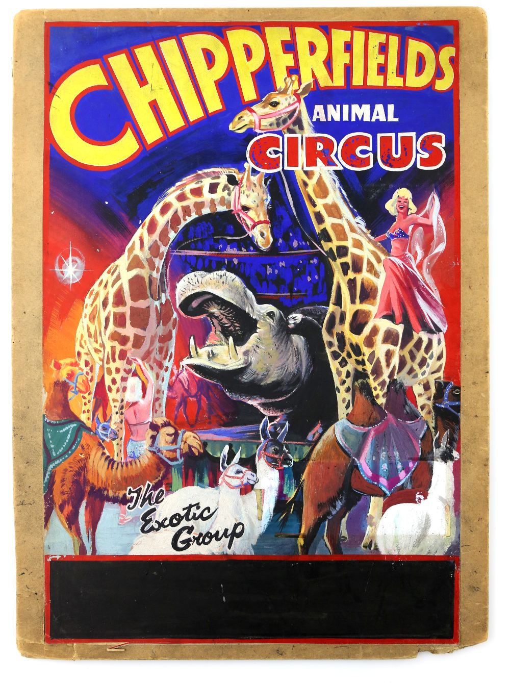 Chipperfields Animal Circus - The Exotic Group with giraffes camels hippos, original hand painted