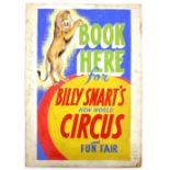 Billy Smart's Circus and Fun Fair - 'Book Here', original hand painted poster artwork, on board,