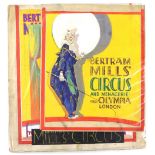 Bertram Mills Circus and Menagerie, Olympia - White faced clown, original hand painted poster