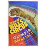 Bertram Mills Circus at Olympia - Leaping tiger, original hand painted poster artwork, on board,