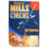 Bertram Mills Circus, Olympia - Featuring aerial acrobats, original hand painted poster artwork,