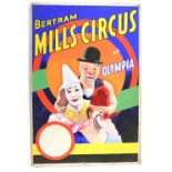 Bertram Mills Circus at Olympia - Three clowns, original hand painted poster artwork, on board, 73 x