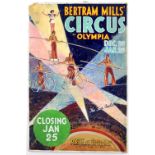 Bertram Mills' Circus at Olympia - 'The Five Carlos', original hand painted poster artwork, on