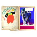 Circus - Two original hand painted poster artworks, 'Billy' the elephant and Bertram Mills at