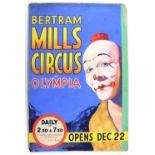 Bertram Mills Circus at Olympia - 'Opens Dec. 22', original hand painted poster artwork, on board,