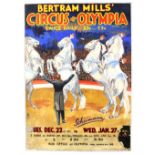 Bertram Mills Circus, Olympia - Schumann and his horses, original hand painted poster artwork, on