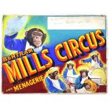 Bertram Mills Circus and Menagerie - Featuring chimps, original hand painted poster artwork, on