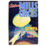 Bertram Mills Circus at Olympia - Girl with parachute descending, original hand painted poster