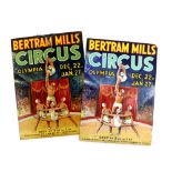 Bertram Mills' Circus at Olympia - Original poster artwork with a finished card print, on board,