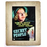 Secret People (1952) - Original hand painted poster artwork, Ealing Studios, starring Audrey