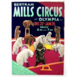Bertram Mills Circus at Olympia, Bears, hand written note dated 1958, original hand painted poster