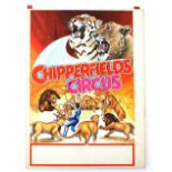 Chipperfields Circus - Lion tamer and lions, original hand painted poster artwork, on board, 46 x 36