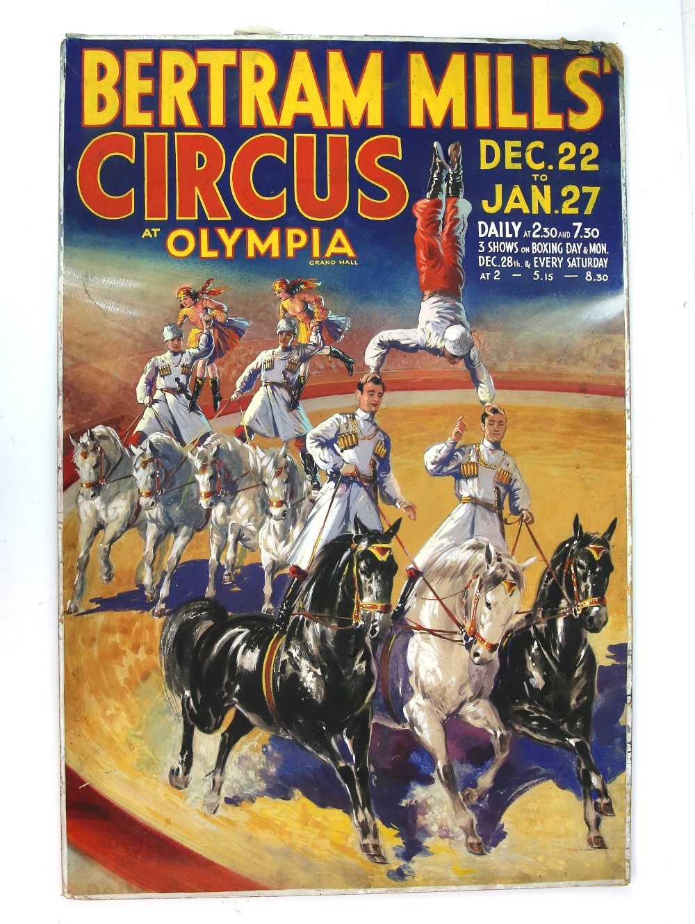 Bertram Mills Circus - Original hand painted artwork for the show at Olympia Grand Hall Dec 22 to