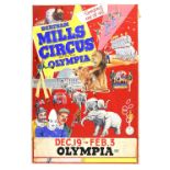 Bertram Mills Circus and Fun Fair, Olympia - 'Dec 19 to Feb 3', original hand painted poster
