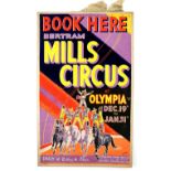 Bertram Mills Circus at Olympia - Horses and acrobat riders, original hand painted poster artwork,