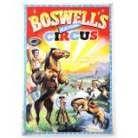 Boswell's National Circus - Cowboys and native American Indians, original hand painted poster