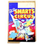 Billy Smart's Circus - Plate Spinner, original hand painted poster artwork, on board, 52 x 35 cm.