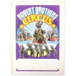 Robert Brothers Circus - Featuring elephants, original hand painted poster artwork, on board, 49 x