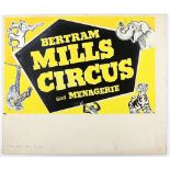 Bertram Mills Circus and Menagerie - Featuring cartoon style chimps, tiger, elephant and clown,