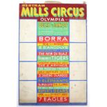 Bertram Mills Circus and Fun Fair, Olympia - Listing design featuring acts including Borra the