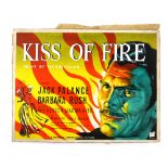 Kiss of Fire (1955) - Original hand painted poster artwork, starring Jack Palance, on board, 36 x 48