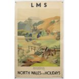 Five Travel posters including, LMS North Wales for Holidays with artwork by Clodagh Sparrow, English