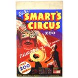 Billy Smart's Circus (1955) 'Tagora The Human Volcano', original hand painted poster artwork, on