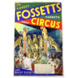 Sir Robert Fossett's Mammoth Jungle Circus - Trainer with wild cats, original hand painted poster
