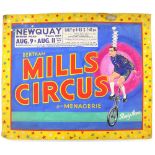 Bertram Mills Circus and Menagerie, Newquay, Rudy Horn on a monocycle, original hand painted