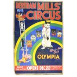 Bertram Mills Circus at Olympia - 'Ellins & Kett's Cats', original hand painted poster artwork, on