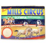 Bertram Mills Circus at Olympia - Acrobats on horse-back, original hand painted poster artwork, on