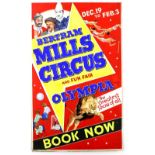 Bertram Mills Circus and Fun Fair, Olympia, 'Book Now, Dec 19 to Feb 3', original hand painted