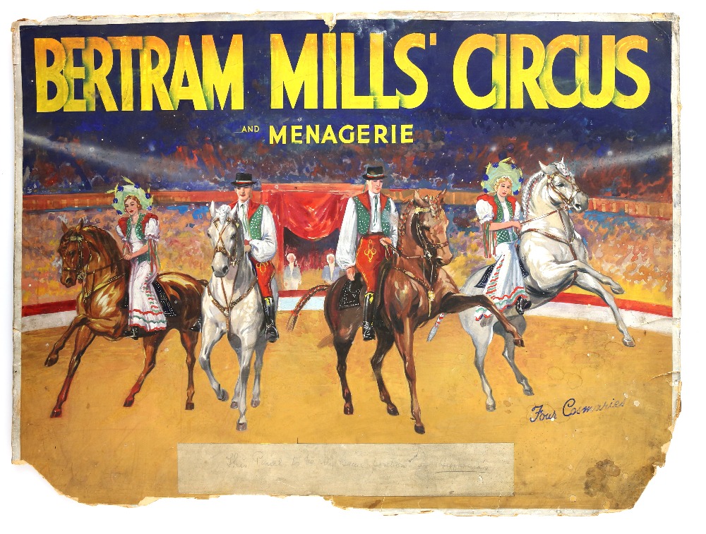 Bertram Mills Circus and Menagerie (1936) - 'The four Cosmaries', original hand painted poster