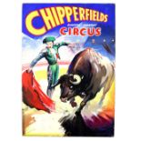 Chipperfields Europe's Greatest Circus - Matador and bull, original hand painted poster artwork,