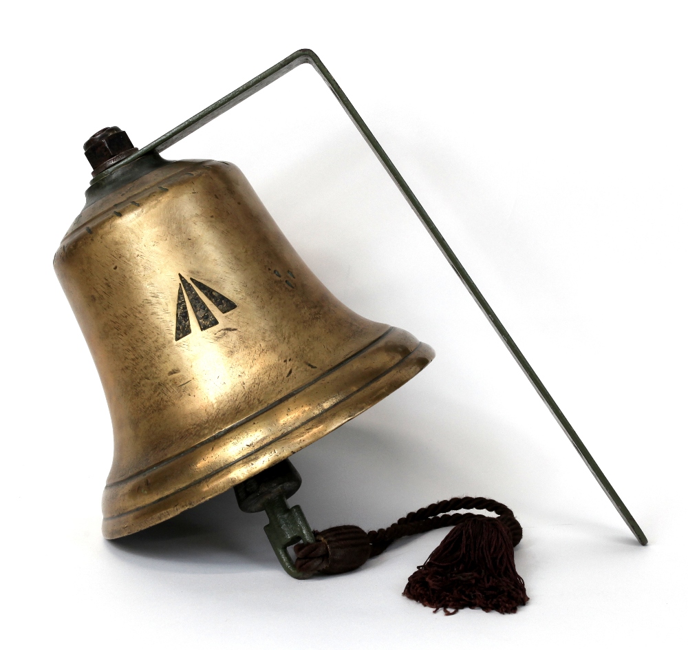 Cast bronze ATW bell with broad arrow mark to the side and top 22cm