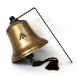 Cast bronze ATW bell with broad arrow mark to the side and top 22cm