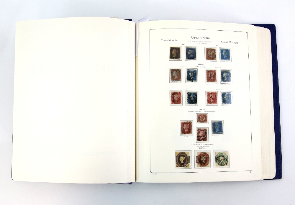 Great Britain Kabe Printed Album 1840-1970 with 1840 1d Black and 2d Blue used, 1d Reds, Surface
