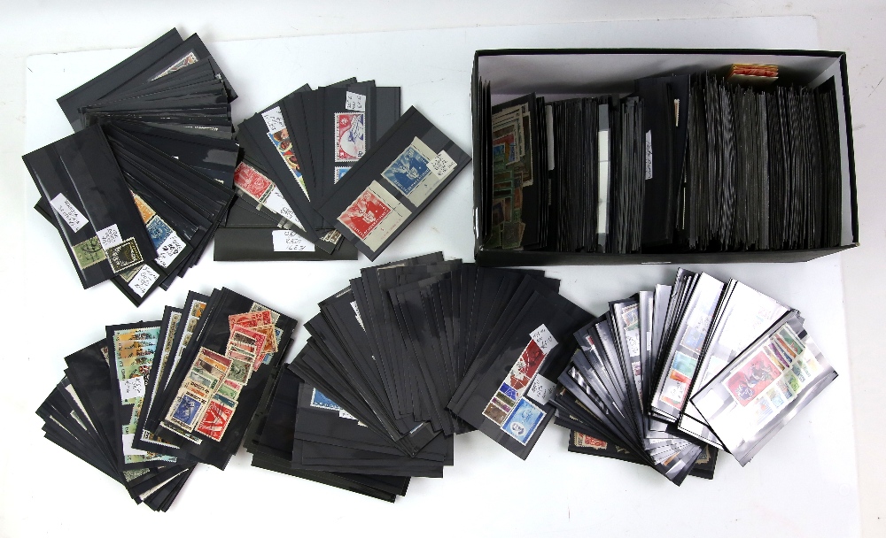 Shoebox with Foreign stamps on stock cards with Austria, Denmark, France and Colonies, Italy,