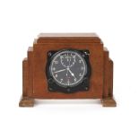 WWII Air ministry time of trip chronograph, dated 1939 mounted in an Art Deco oak case, 20cm x 14cm