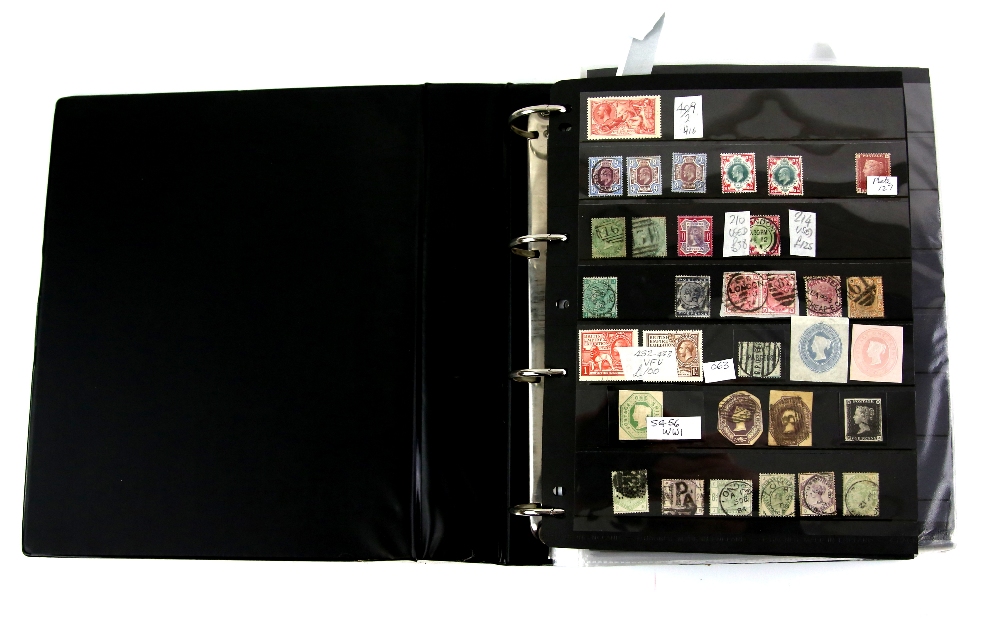 Great Britain Albums(2) and Stock Book with 1840 1d Black(3) one is fine with 4 margins, 1d mulready