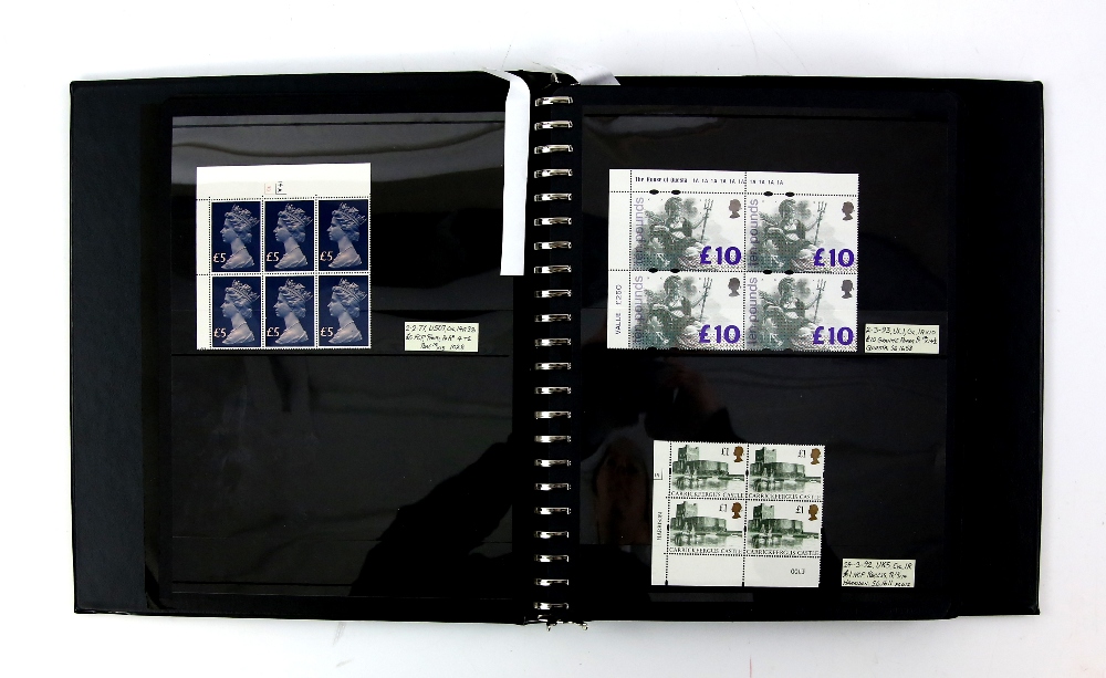 Great Britain 2 Albums Queen Elizabeth II decimal cylinder block of six - machins, castle high