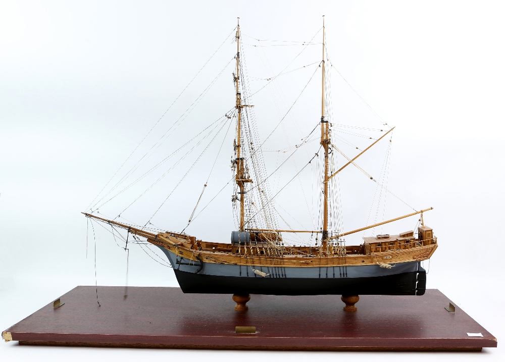 Scratch built model of sailing ship 'Leon', in presentation case, accompanied by a collection of