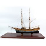 Scratch built model of sailing ship 'Leon', in presentation case, accompanied by a collection of