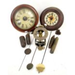 Weight driven mahogany wall clock, another and a reproduction lantern clock.